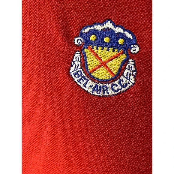 FootJoy FJ Red Golf Polo Shirt XL Men Short Sleeves BelAir Country Club Insignia - Picture 5 of 12